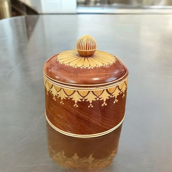 Artisan Crafted Inlaid Wooden Lidded Jar - Picture 5 of 10